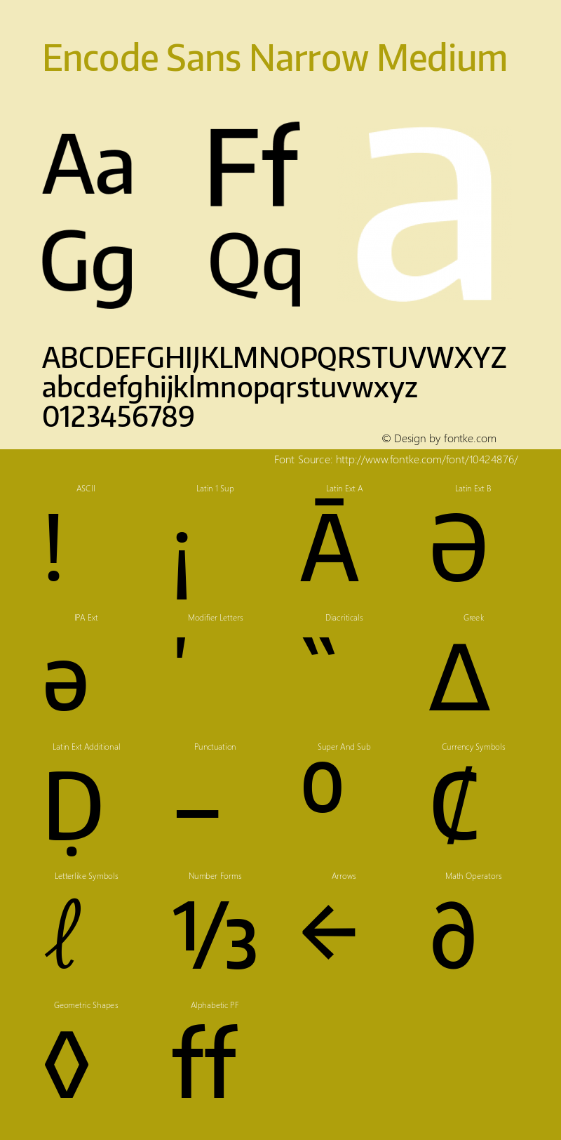 Encode Sans Narrow Medium Version 1.000; ttfautohint (v1.00) -l 8 -r 50 -G 200 -x 14 -D latn -f none -w G Font Sample