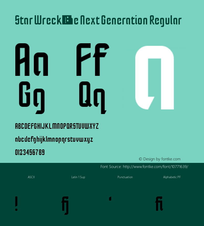 Star Wreck: The Next Generation Regular Version 1.0 Font Sample