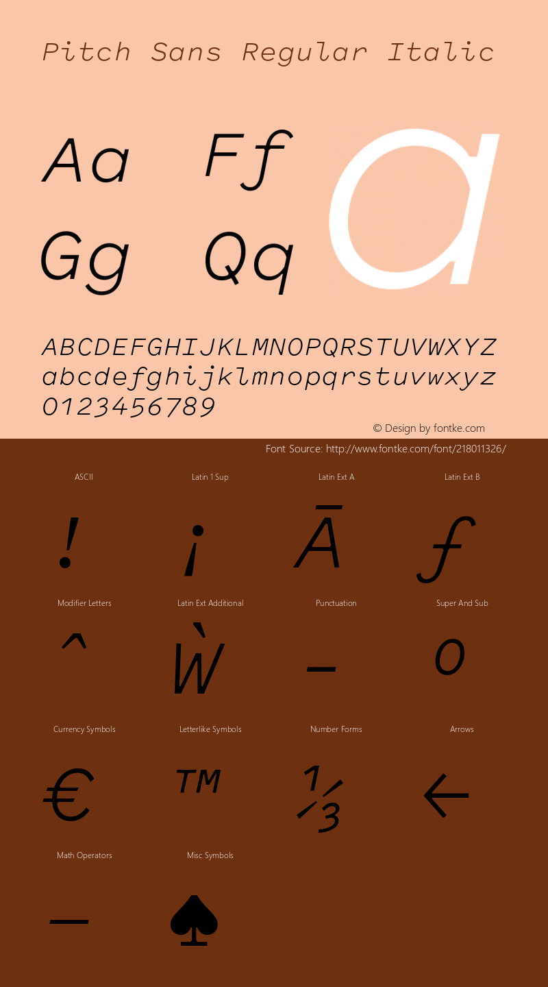 Pitch Sans Regular Italic Version 1.001;PS 1.1;hotconv 16.6.51;makeotf.lib2.5.65220图片样张