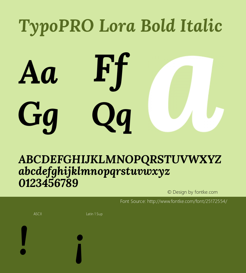 TypoPRO Lora Bold Italic Version 2.102 Font Sample