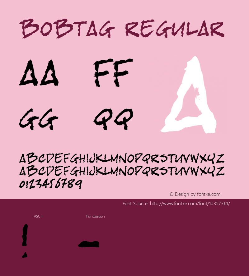 bobTag Regular Version 1.000;PS 001.001;hotconv 1.0.38 Font Sample