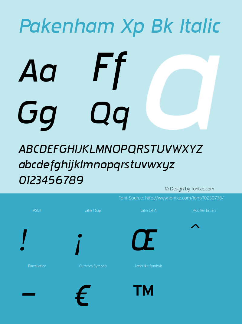 Pakenham Xp Bk Italic Version 2.101 2004 Font Sample