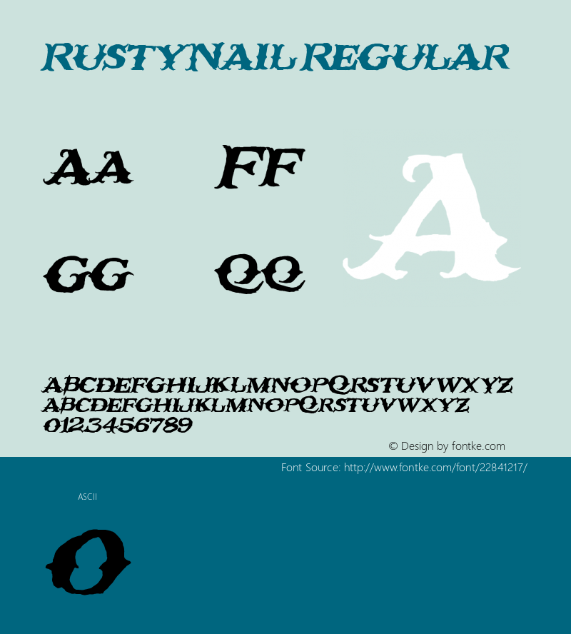 RustyNail Version 1.00 November 30, 2014, initial release Font Sample