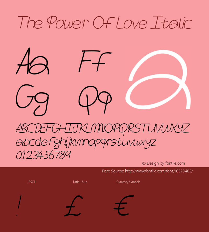 The Power Of Love Italic Unknown Font Sample