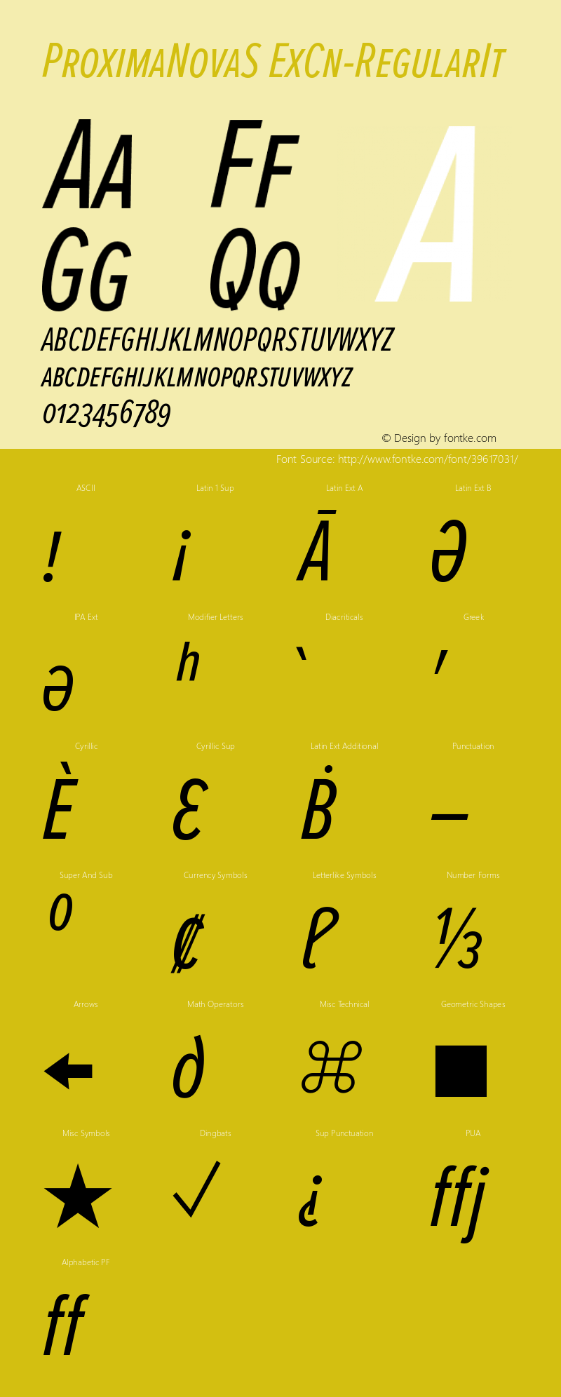 Proxima Nova S ExCn It Version 3.014 Font Sample