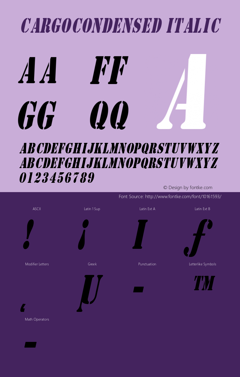 CargoCondensed Italic Rev. 003.000 Font Sample