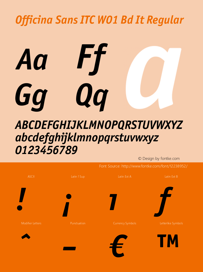 Officina Sans ITC W01 Bd It Regular Version 1.02 Font Sample