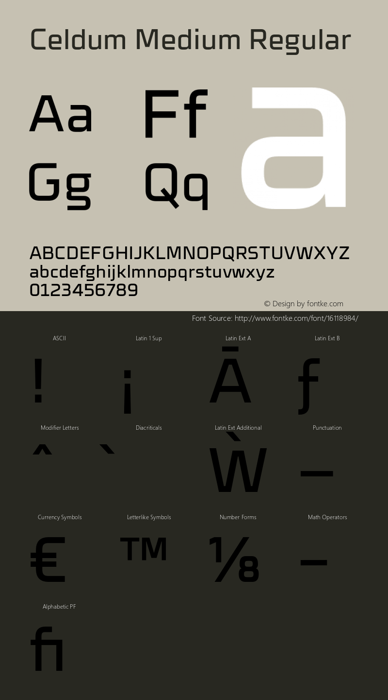 Celdum Medium Regular Version 1.000;PS 001.000;hotconv 1.0.88;makeotf.lib2.5.64775 Font Sample