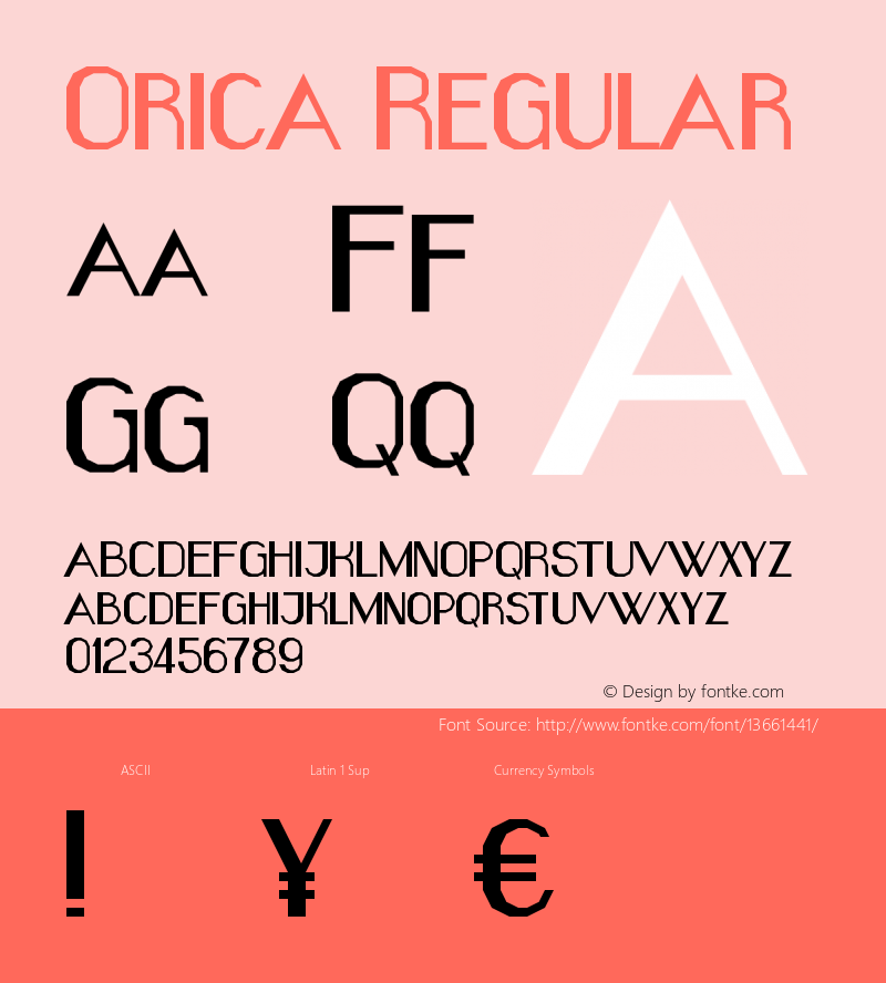 Orica Regular Version 1.0 Font Sample