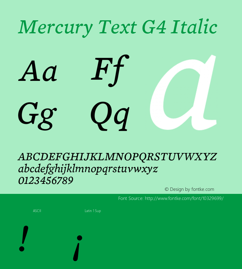 Mercury Text G4 Italic 001.000 Font Sample