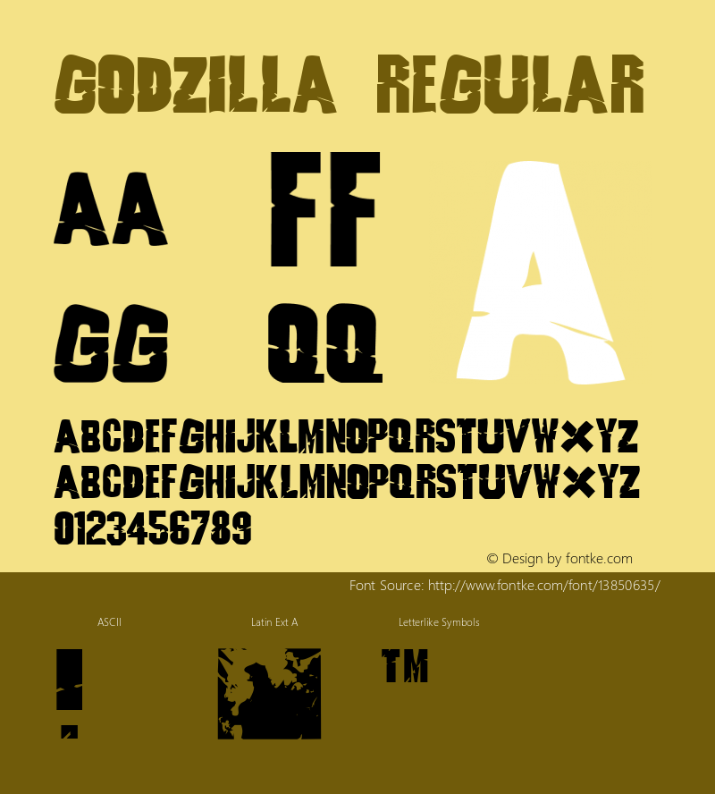 Godzilla Regular 1.0b8 Font Sample