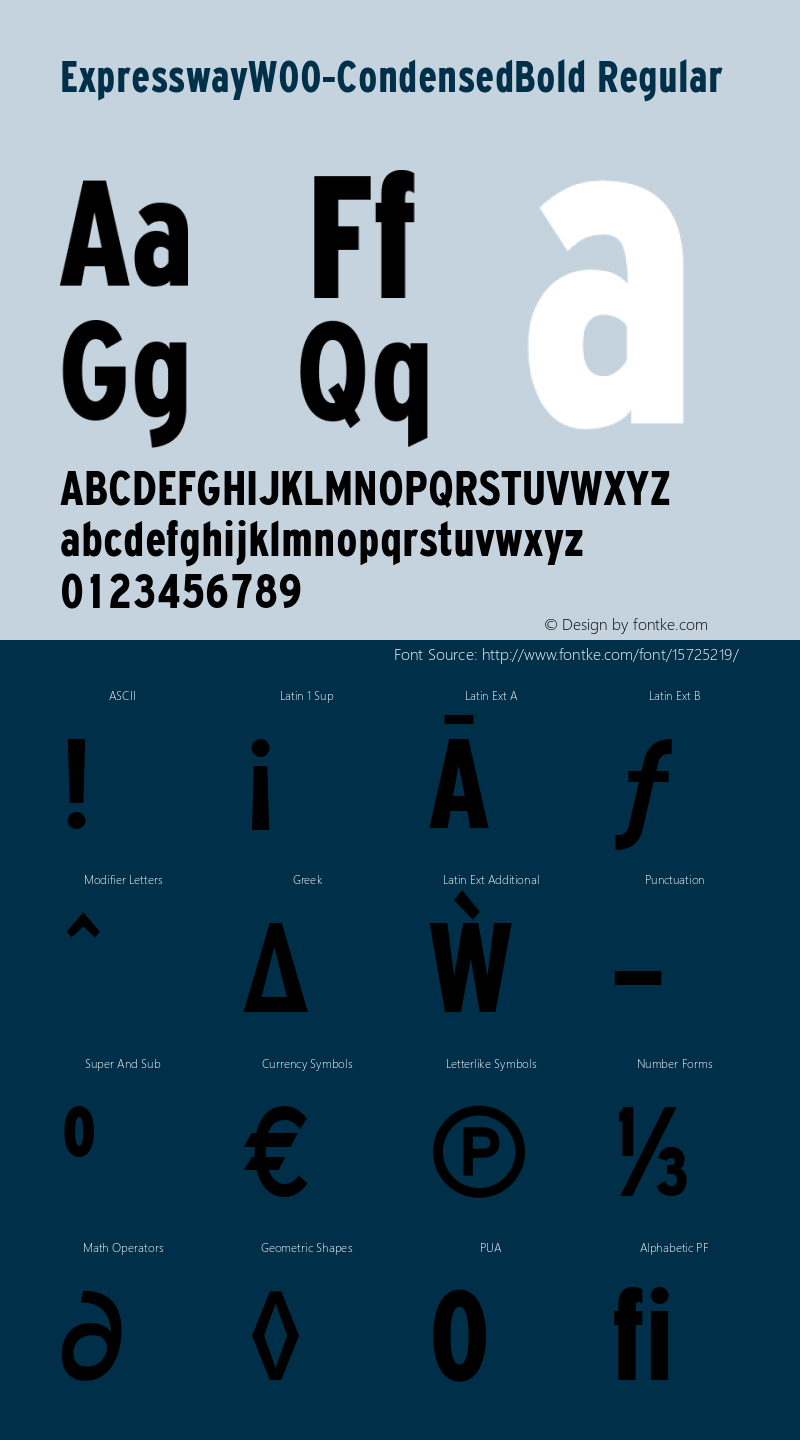 ExpresswayW00-CondensedBold Regular Version 5.00 Font Sample