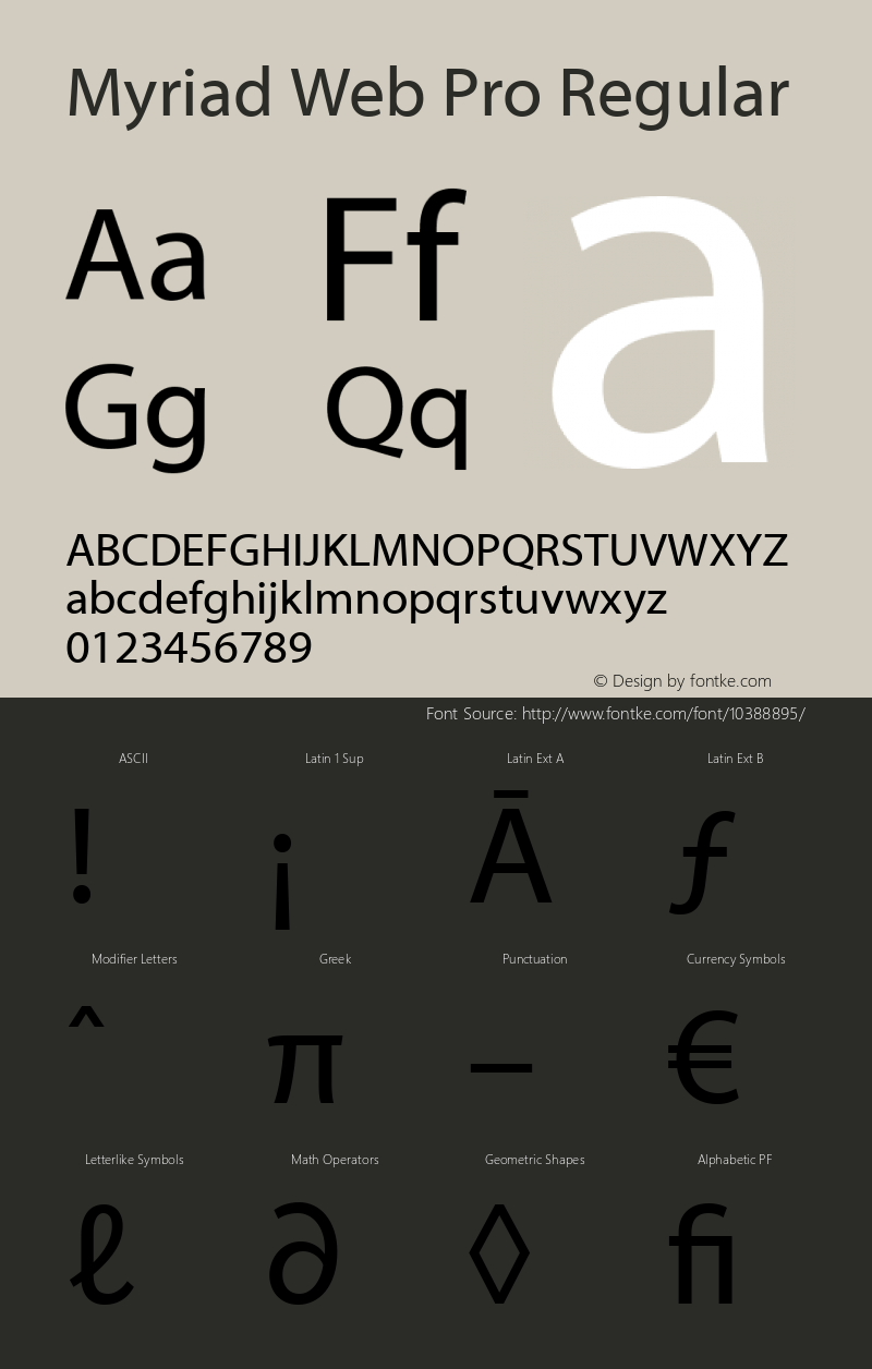 Myriad Web Pro Regular Version 001.014 Font Sample