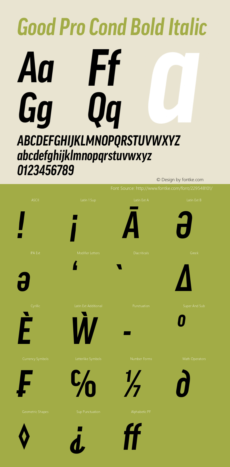 Good Pro Cond Bold Italic Version 7.60图片样张