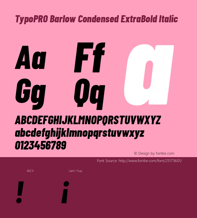 TypoPRO Barlow Condensed ExtraBold Italic Version 1.301 Font Sample