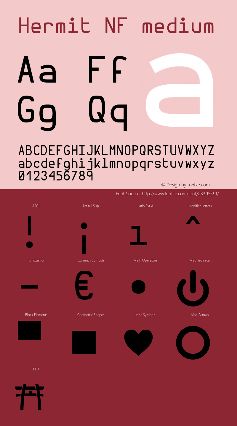 Hermit Medium Nerd Font Complete Windows Compatible Version 1.21;Nerd Fonts Font Sample