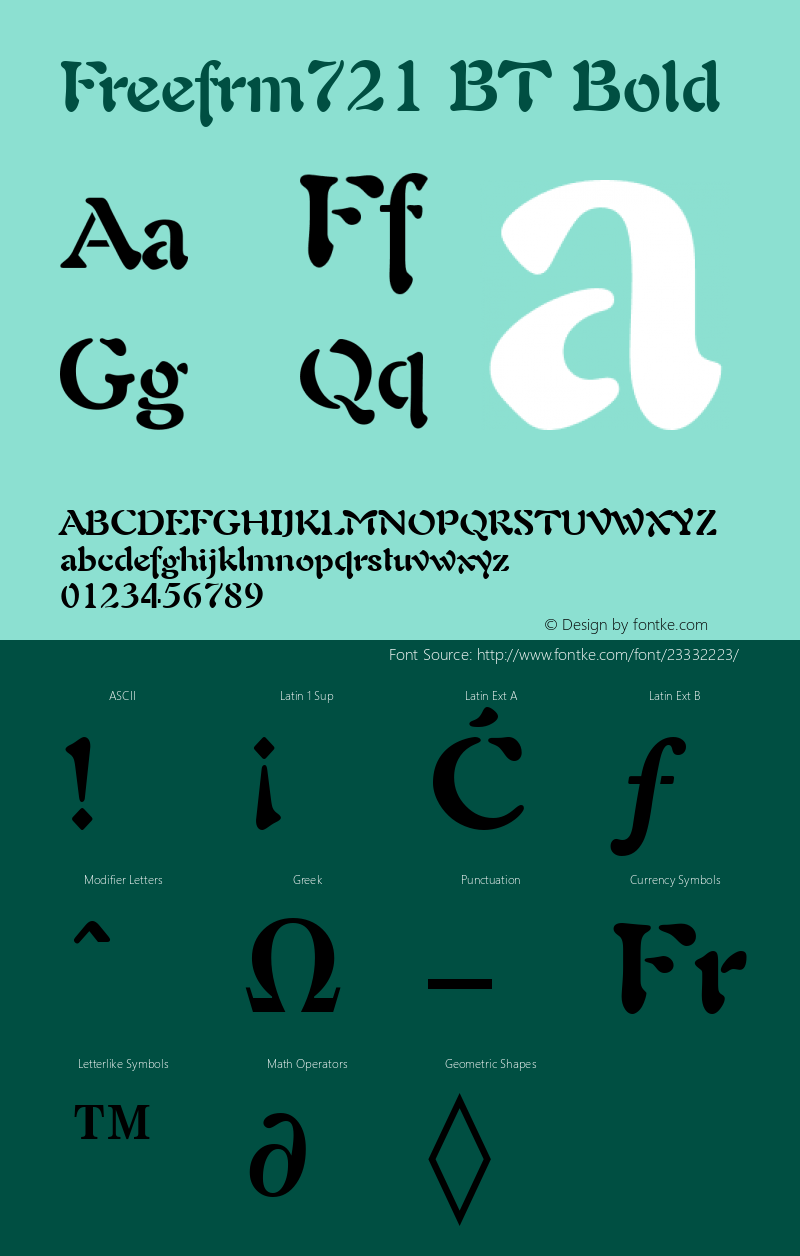 Freeform 721 Bold BT Version 2.1 Font Sample