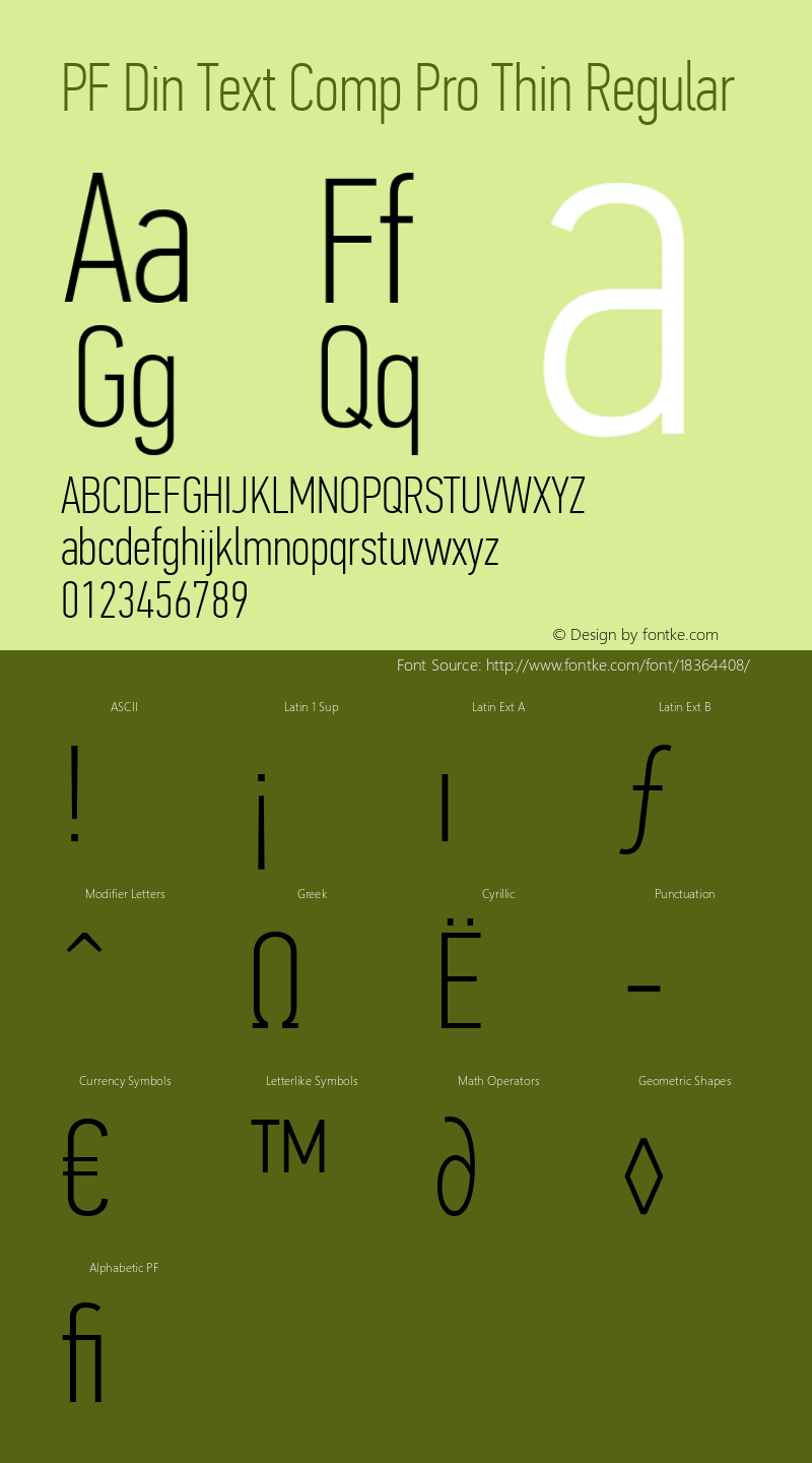 PF Din Text Comp Pro Thin Regular Version 2.005 2005 Font Sample