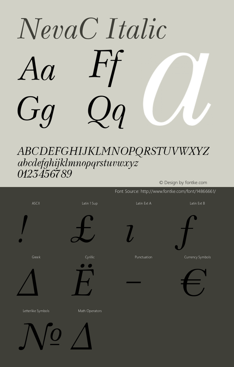 NevaC Italic Version 001.000 Font Sample