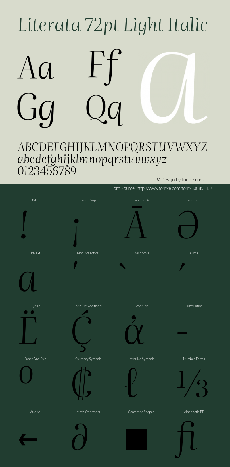 Literata 72pt Light Italic Version 3.002 Font Sample