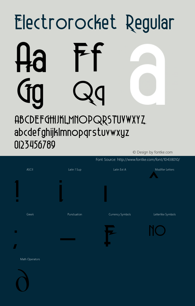 Electrorocket Regular Version 1.00 May 7, 2012, initial release Font Sample