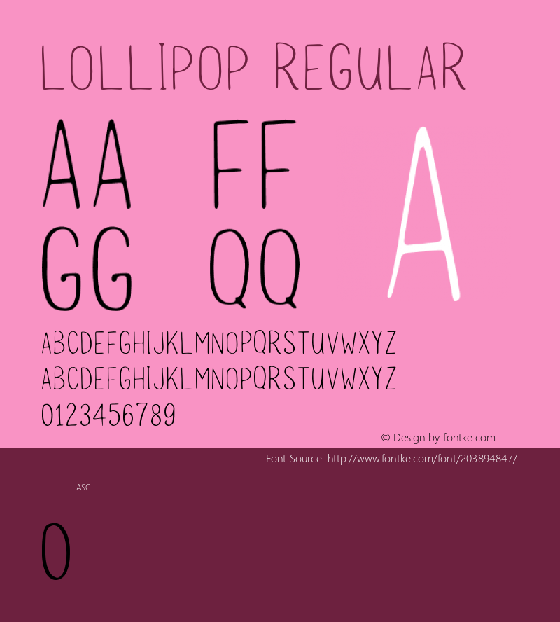 Lollipop Regular Version 1.000;PS 001.000;hotconv 1.0.88;makeotf.lib2.5.64775图片样张