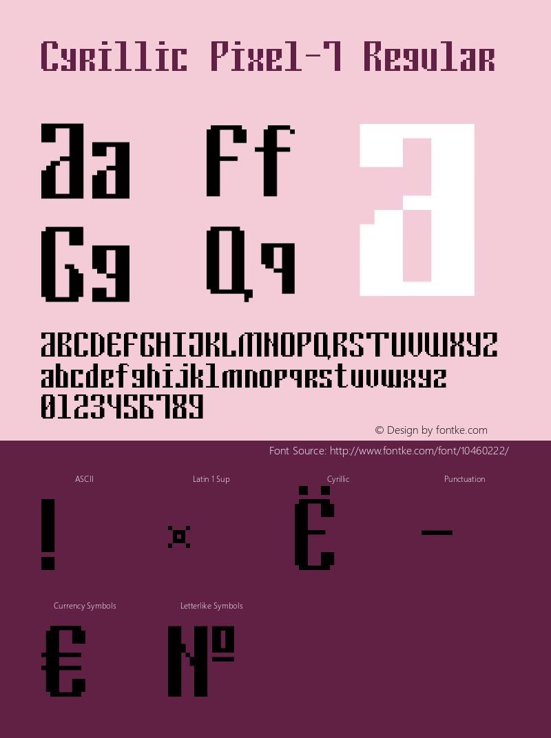 Cyrillic Pixel-7 Regular Version 1.000 Font Sample