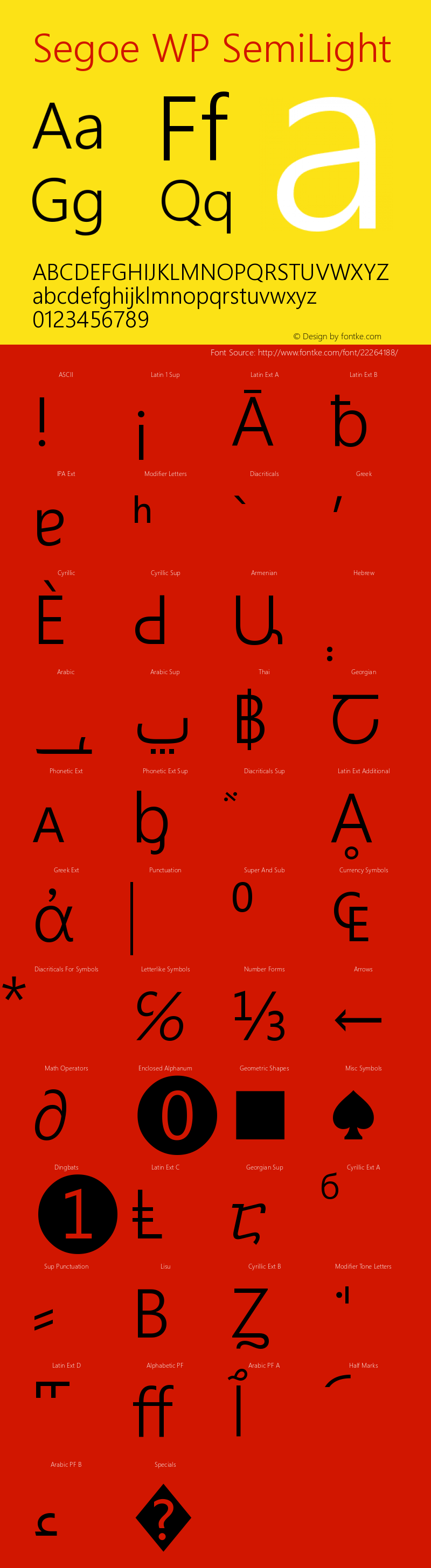 Segoe WP SemiLight Version 1.10 Font Sample