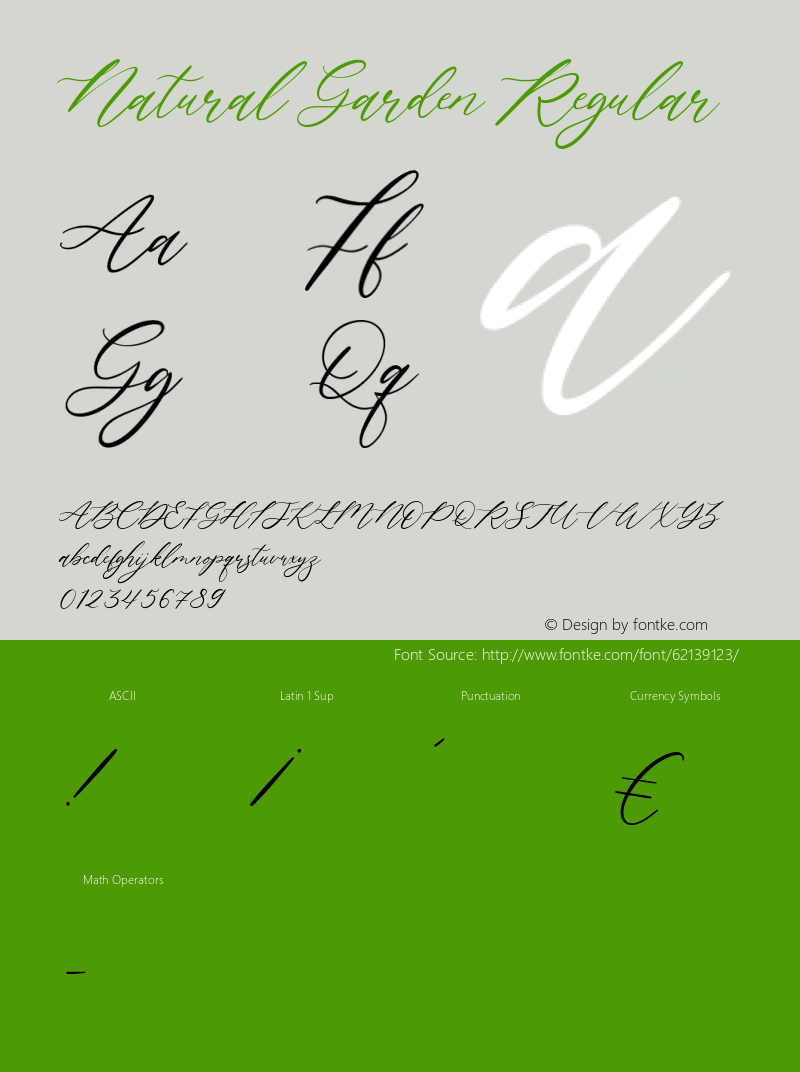 Natural Garden Version 1.00;April 23, 2020;FontCreator 12.0.0.2547 64-bit Font Sample