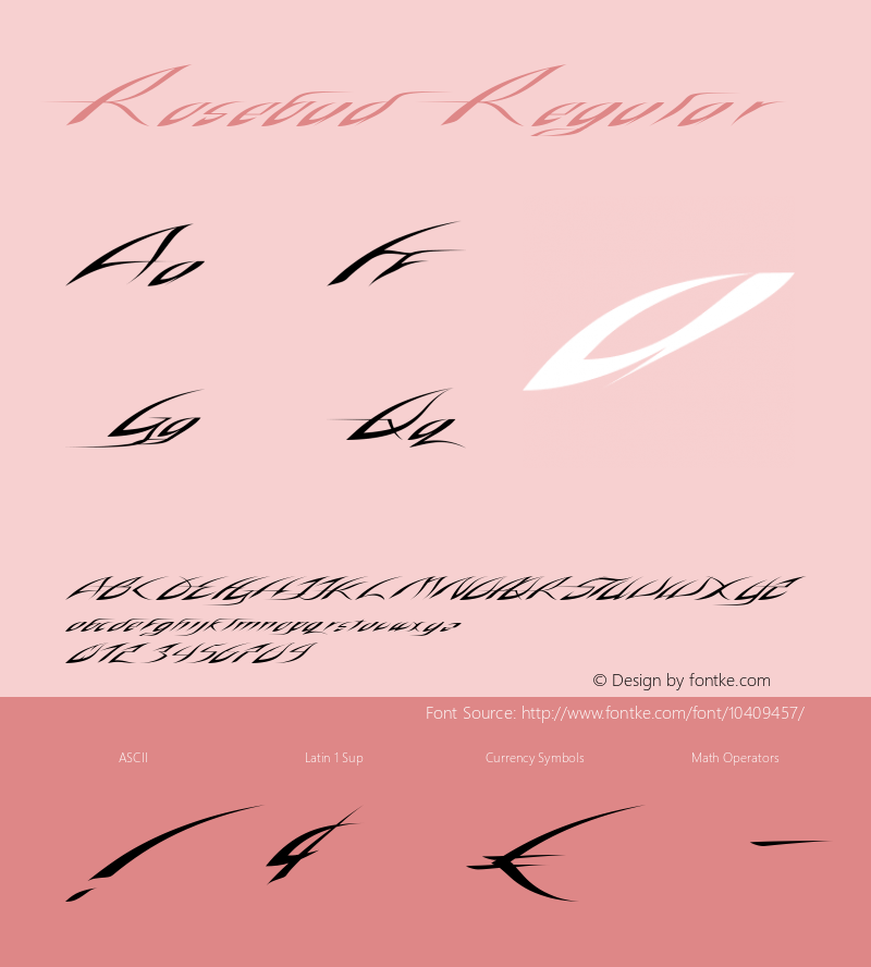 Rosebud Regular Unknown Font Sample