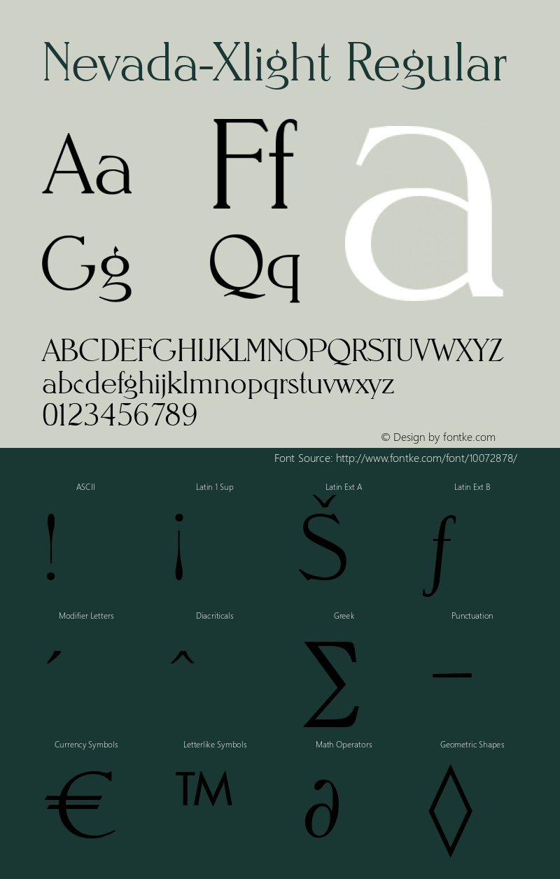 Nevada-Xlight Regular B & P Graphics Ltd.:28.6.1993 Font Sample