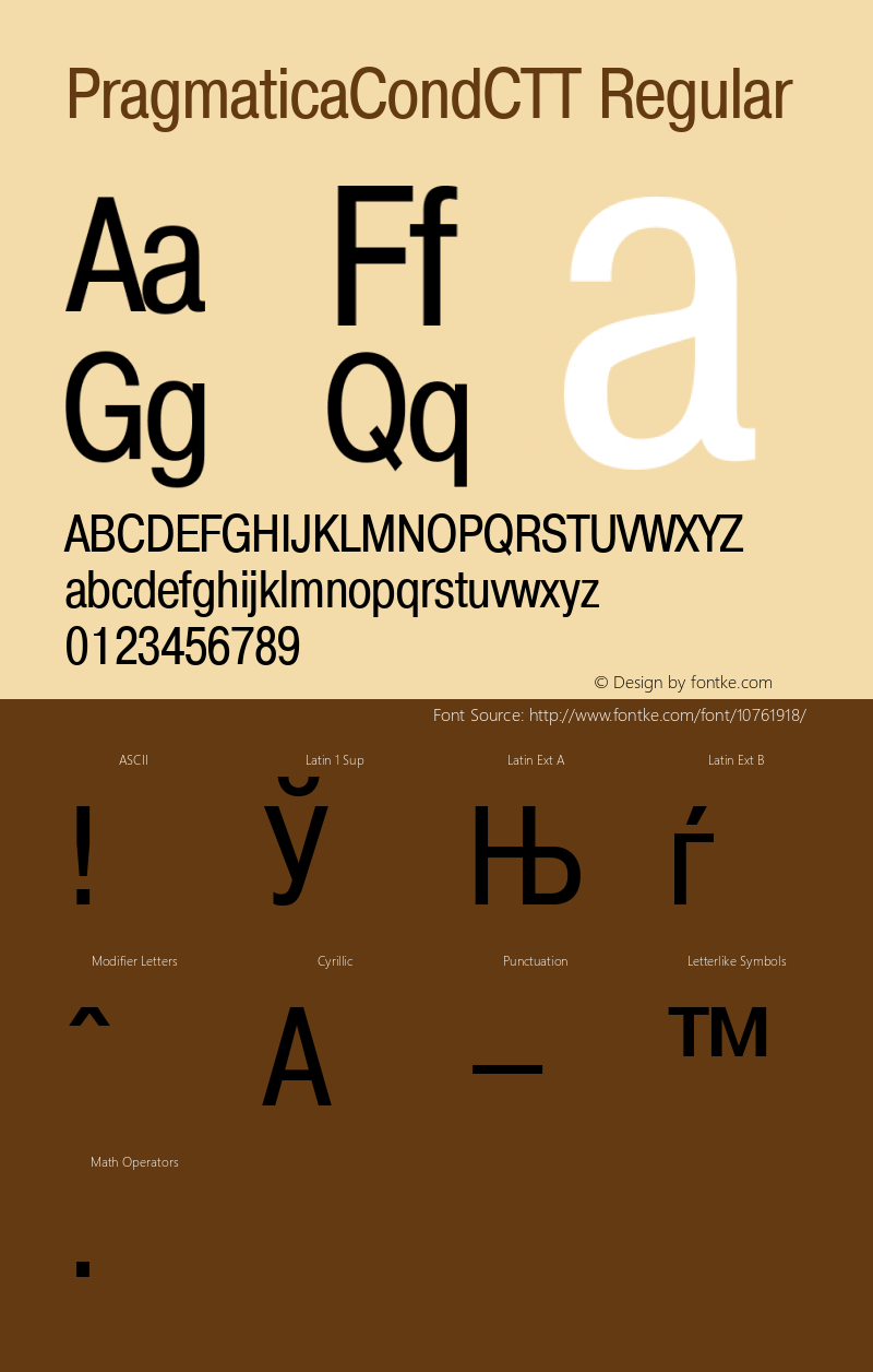 PragmaticaCondCTT Regular TrueType Maker version 1.10.00 Font Sample