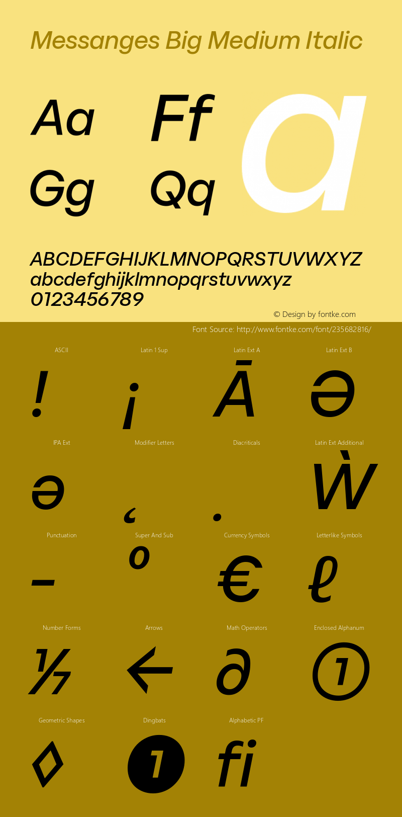 Messanges Big Medium Italic Version 1.000;FEAKit 1.0图片样张