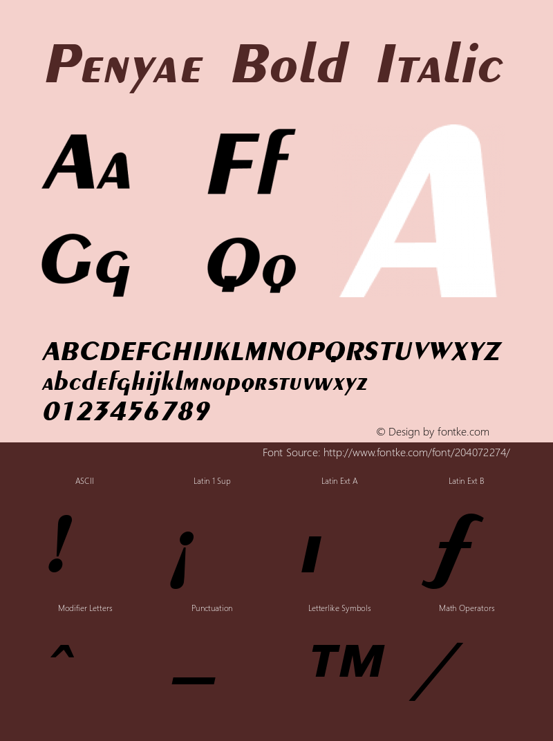 Penyae Bold Italic Altsys Fontographer 3.5  12/20/95图片样张