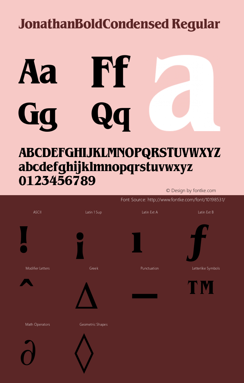 JonathanBoldCondensed Regular 001.001 Font Sample