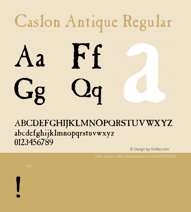 Caslon Antique Regular Unknown Font Sample