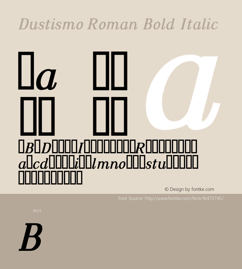 Dustismo Roman Bold Italic Version 2.00 2003 initial release Font Sample