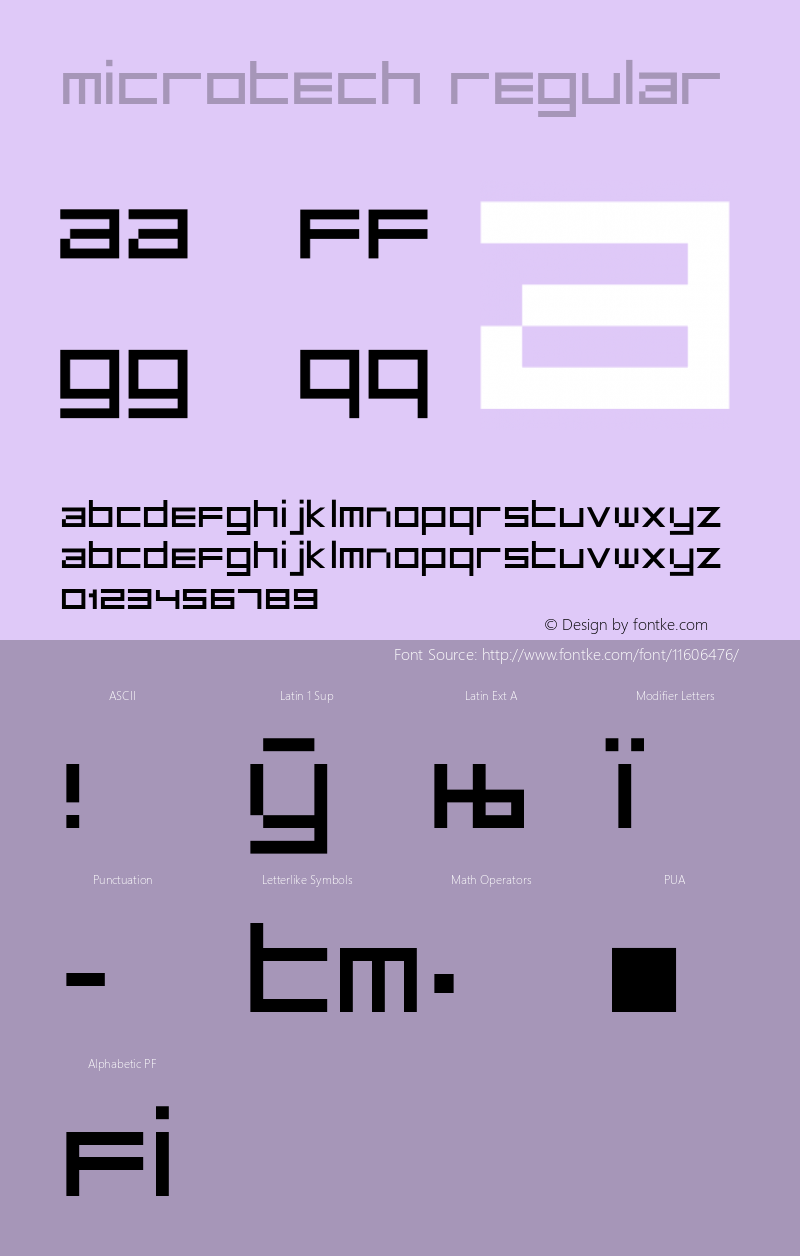 MicroTech Regular Version 1.2; 2001 Font Sample