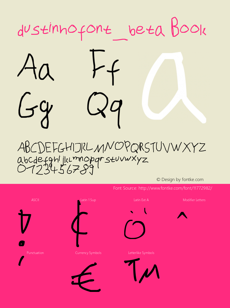 dustinhofont_beta Book Version 1.00 March 4, 2012, Font Sample