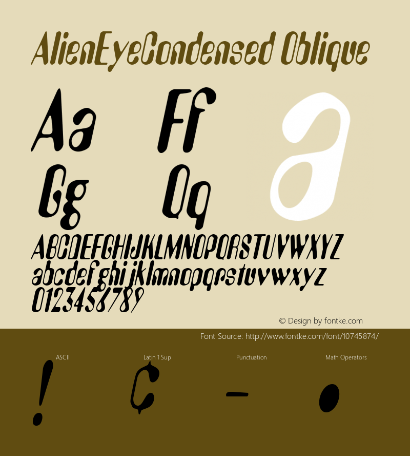 AlienEyeCondensed Oblique Rev. 003.000 Font Sample