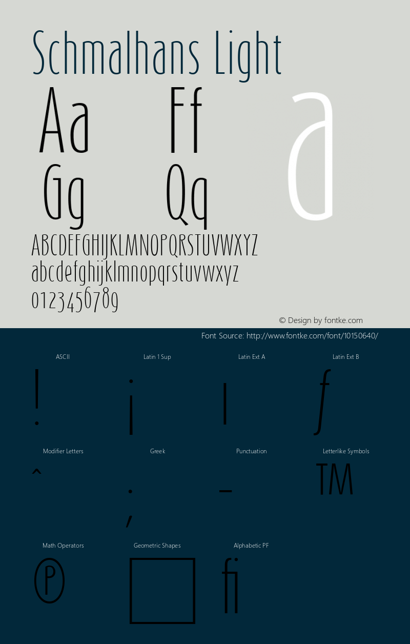 Schmalhans Light Version 001.000 Font Sample