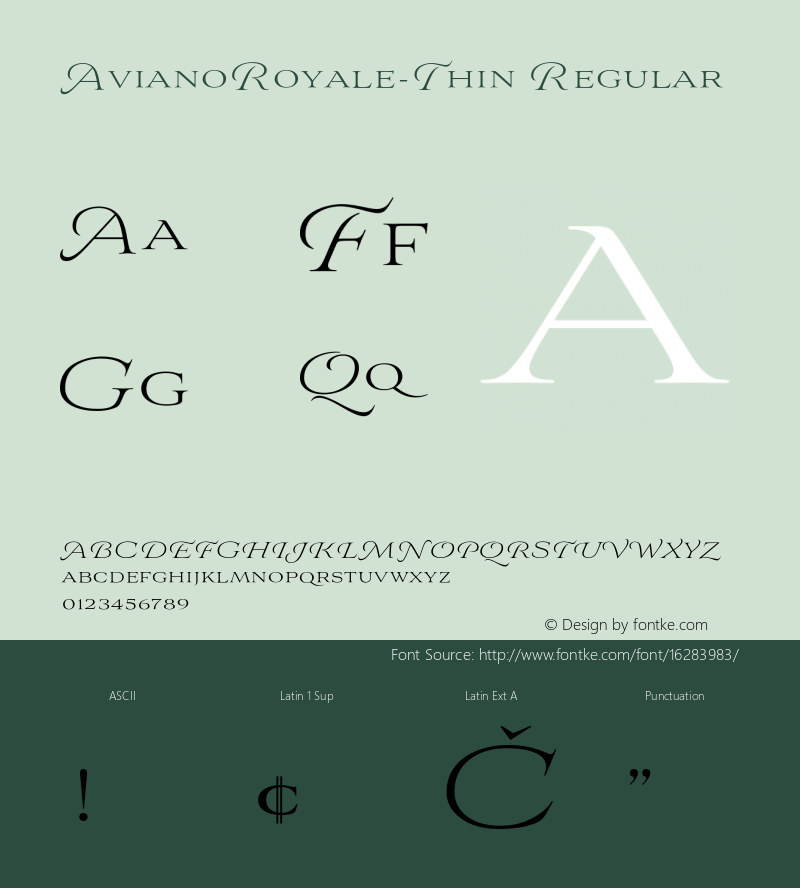 AvianoRoyale-Thin Regular Version 1.0 Font Sample