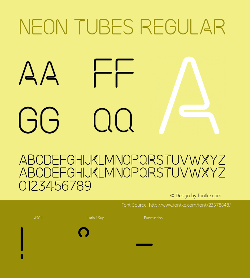 NeonTubes-Regular Version 1.000;PS 001.000;hotconv 1.0.88;makeotf.lib2.5.64775 Font Sample