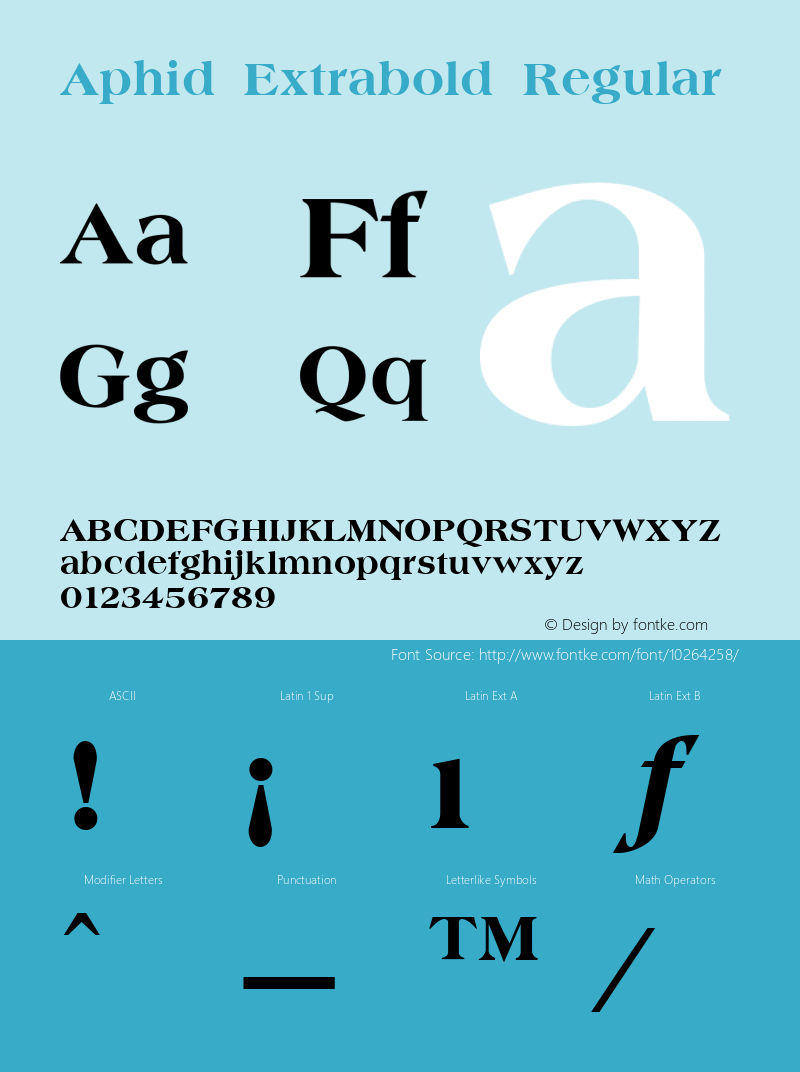 Aphid Extrabold Regular W.S.I. International Distribution v1.1 6/94 Font Sample