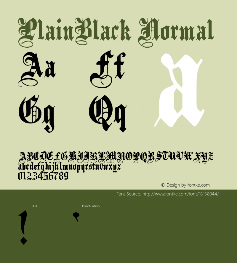 PlainBlack Normal Version 1.000 Font Sample