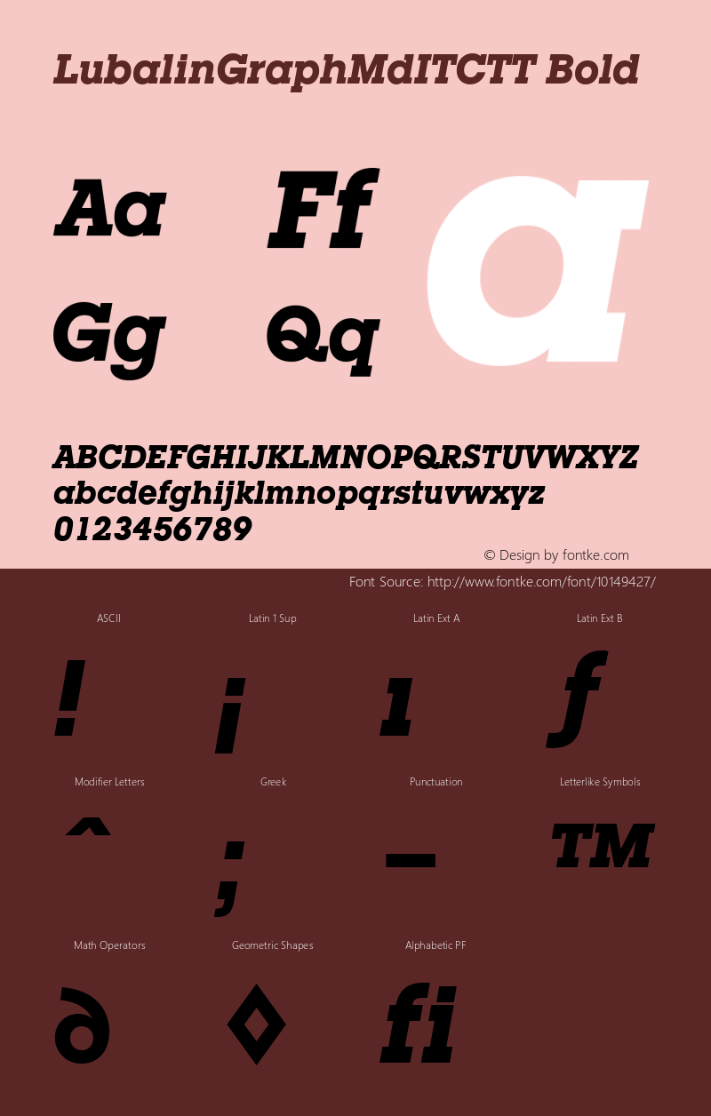 LubalinGraphMdITCTT Bold Version 001.001 Font Sample