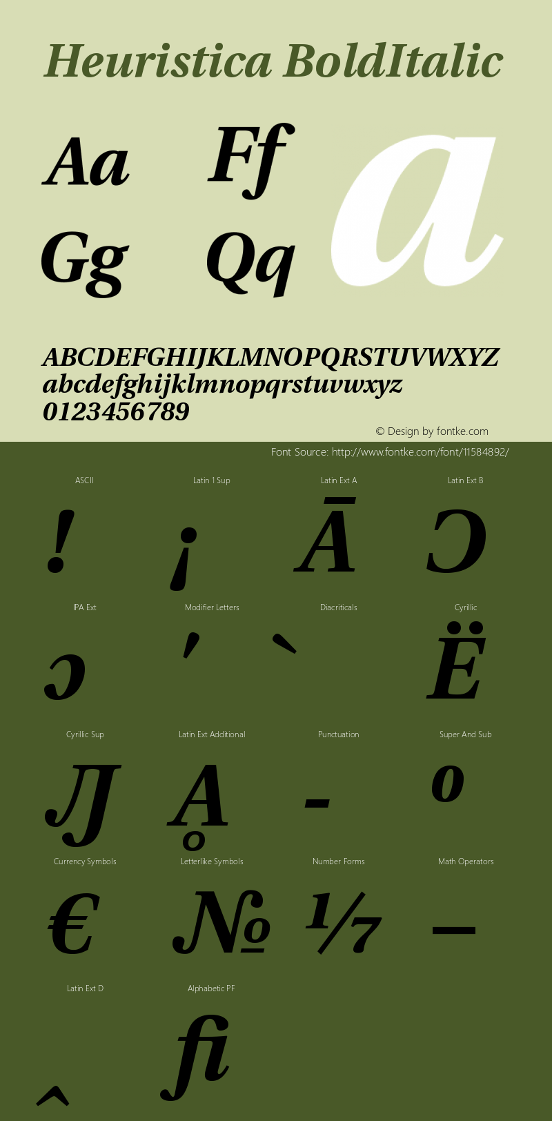 Heuristica BoldItalic Version 0.4 Font Sample