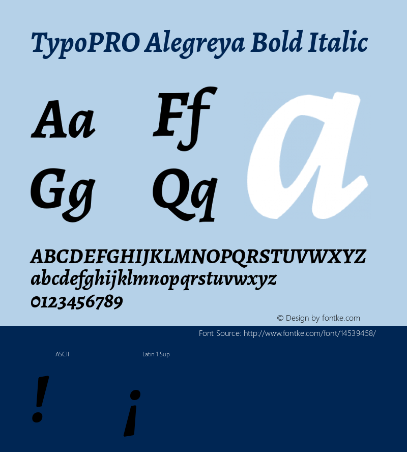 TypoPRO Alegreya Bold Italic Version 1.003 Font Sample