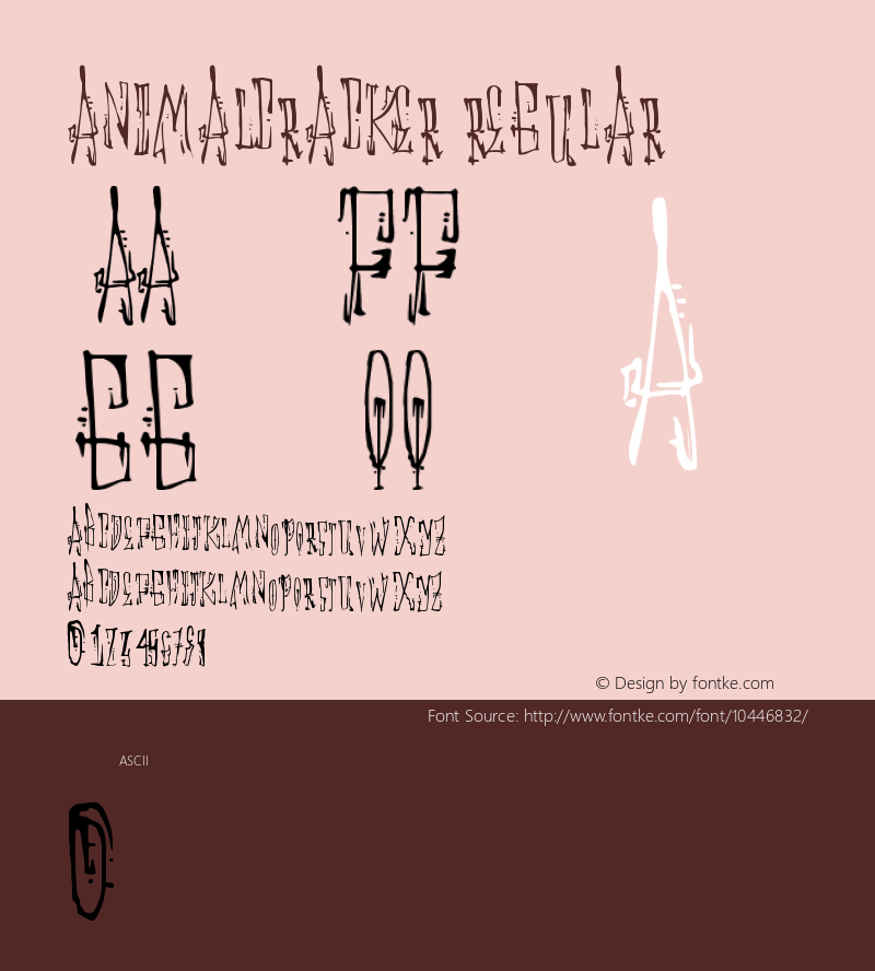 AnimalCracker Regular Version 1.00 August 21, 2012, initial release Font Sample