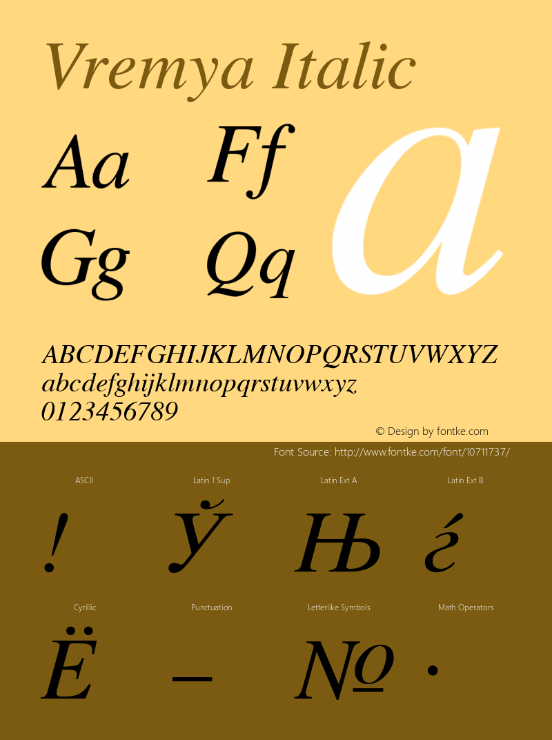 Vremya Italic Altsys Fontographer 3.5  6/26/92 Font Sample
